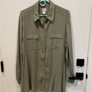 Chico's Olive Green Lightweight Tunic Shirt or Blouse - Size 3 or XL - Rtl $98